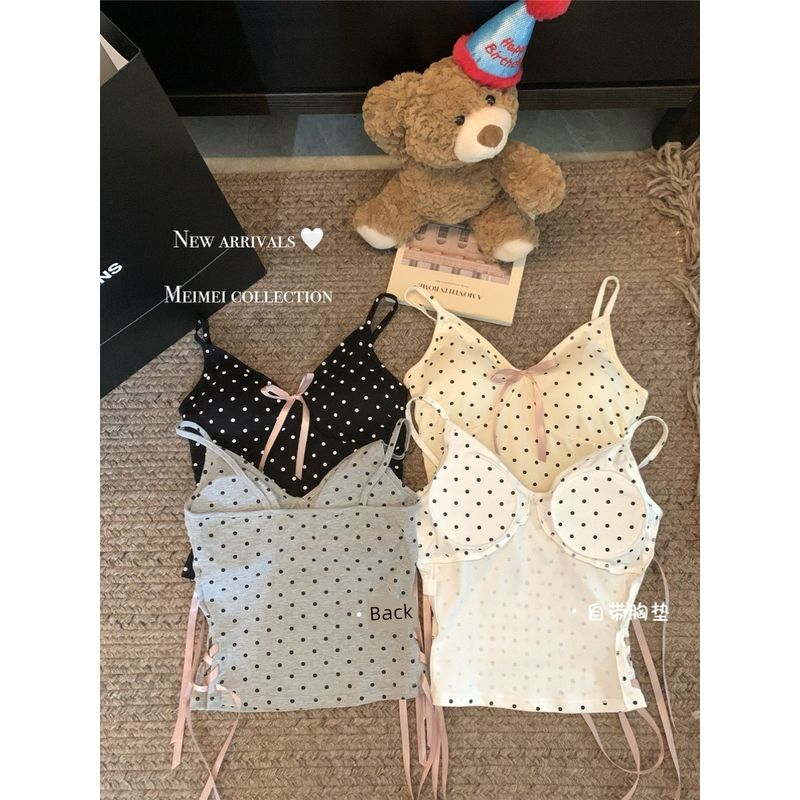 Pure Desire Style Sweet Sexy Gray Polka Dot Camisole Women's Clothing Short Summer Silm Outwear Inner Match Sleeveless Tops