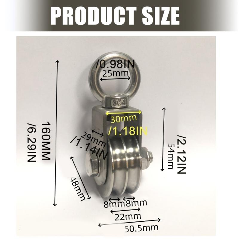 Double Wheel Quiet Bearing Pulley With Safety Lock U Grooves Bearing Pulley For Warehouse And Home Use