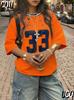 Fashion Casual NO.33 Print O-Neck Women Short Sleeve T-Shirt Summer Vacation Tee Baseball Jerseys Stripe Oversized Sport T-Shirt