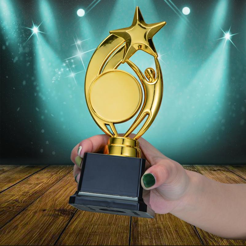 Sternförmiger Pokal mit DIY-Aufklebern Schülerwettbewerb Auszeichnung Partyzubehör