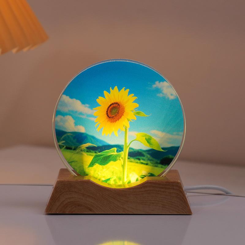 Crystal Disc Luminous Night Lamp Bedside Lamp Ambient Desk Lamp Creative Gift Desktop Decoration Ornament
