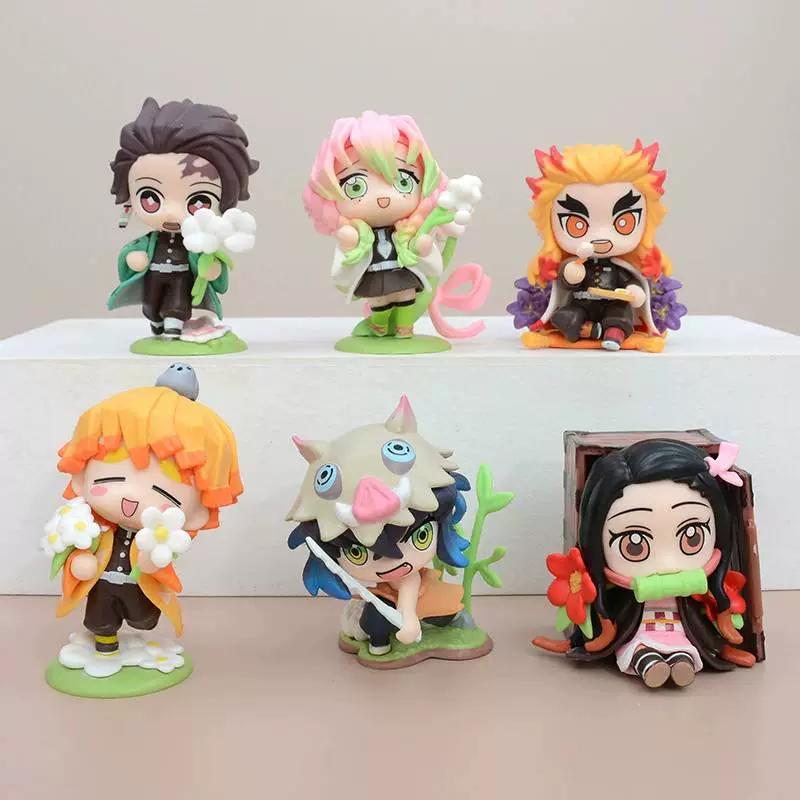 Demon Slayer Chibi-style Sitting Tanjiro And Zenitsu Agatsuma Toy Figurine/car Toy