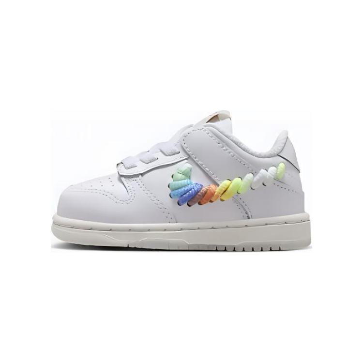 (TD) Nike Dunk Low SE Rainbow Lace Swoosh White Baby FQ1924-100 EU 23.5