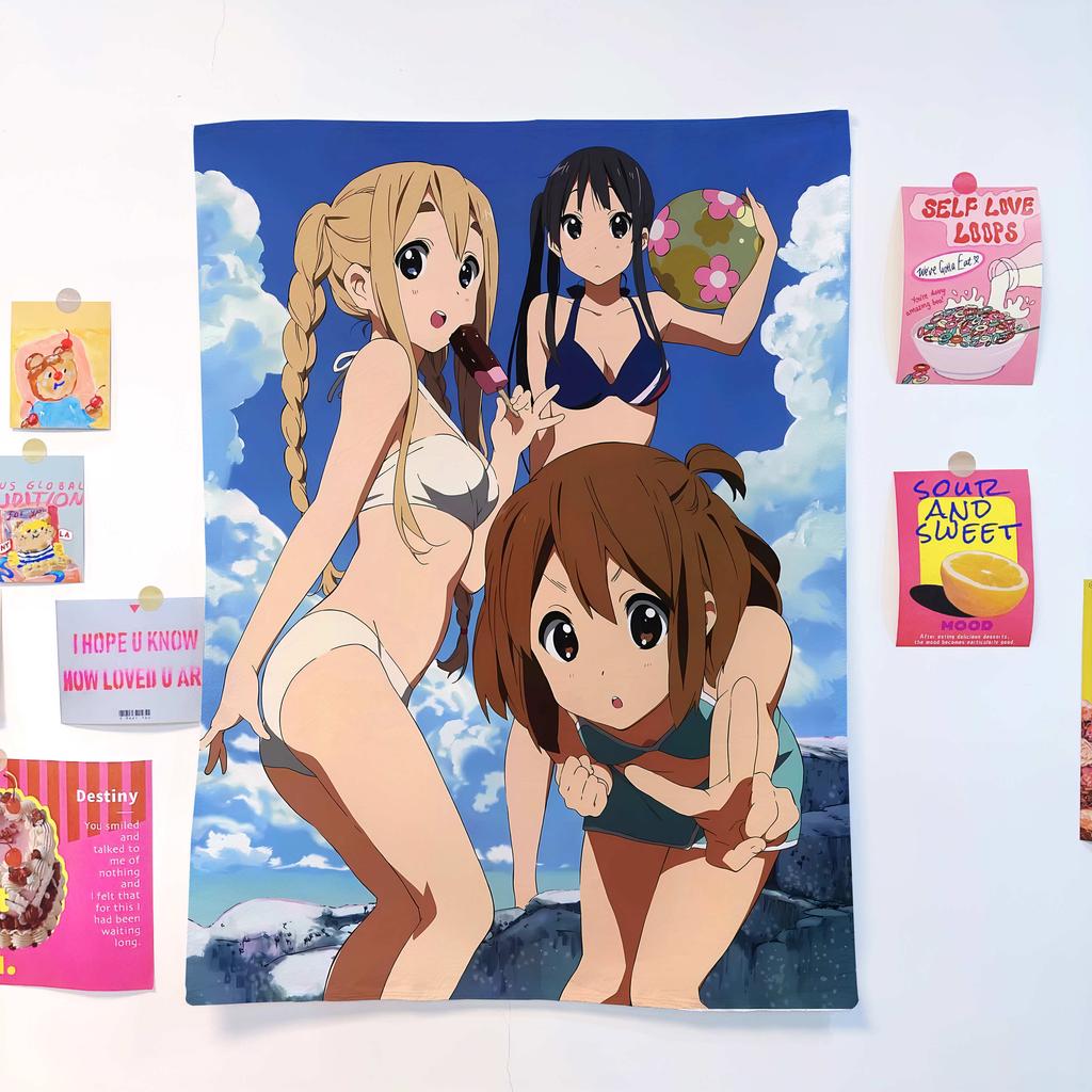 KOn Anime Tapestry Yui Mio Ritsu Mugi Manga Print Wall Hanging Ideal for Bedroom Dorm Room Decor Anime Music Fans