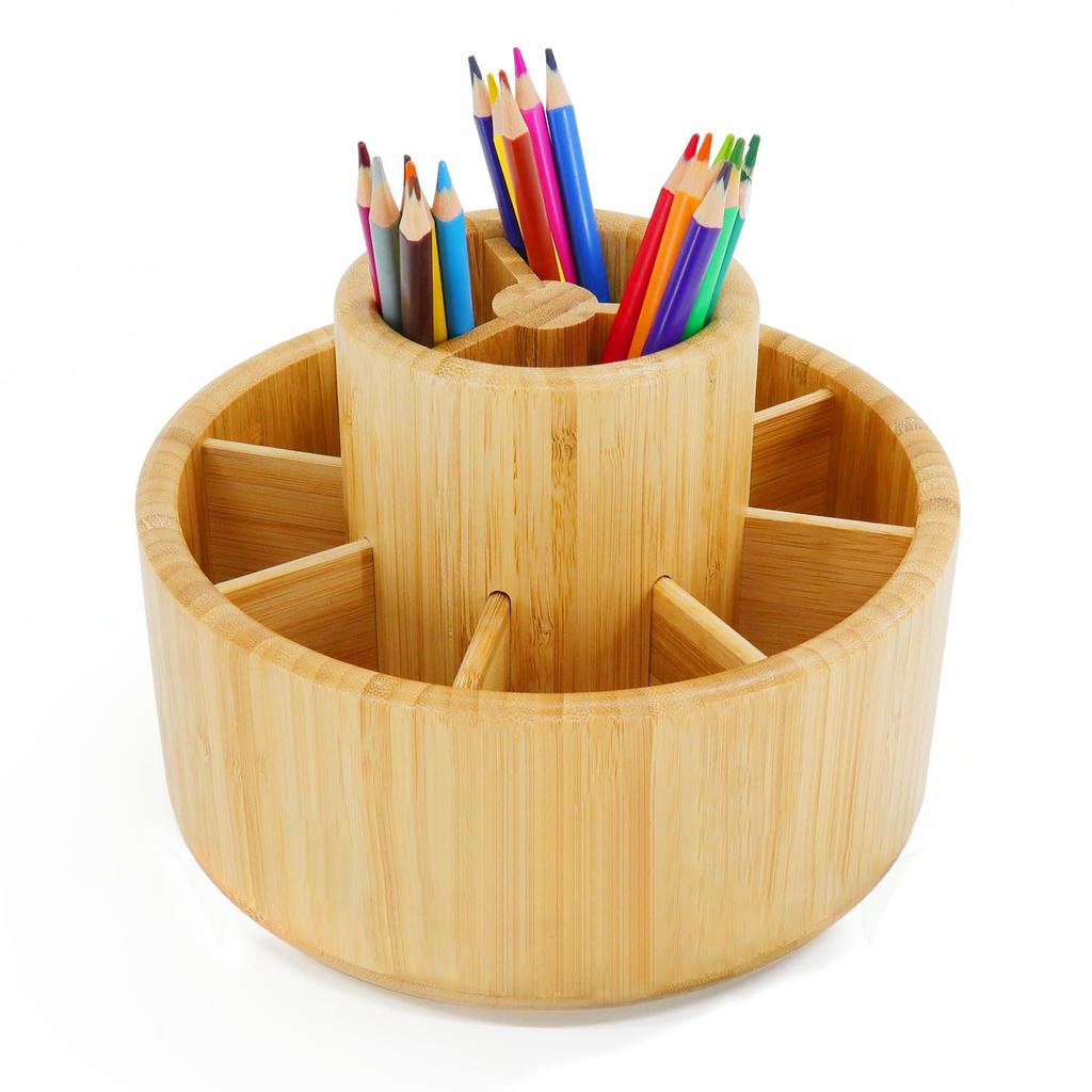 Utoplike Pen Office Large Pen Desk Desktop Storage Pen Cutlery Large Holder, Supplies, Bamboo, Stylish, Capacity, Stand, Stationery, Supplies, Box,