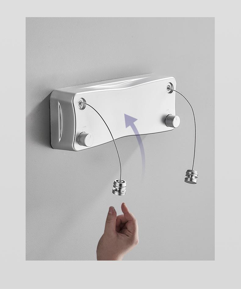 Invisible No-Drill Retractable Stainless Steel Clothesline, 5m Drying Rope for Indoor/Balcony Use