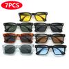 7pcs Rectangular Sunglasses Women Men INS Style Luxury Brand Designer Square Sun Glasses Retro UV Resistant Glasses Unisex