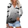 Women's Summer Fashion Casual  Printed V-Neck Long Sleeve Shirt Top