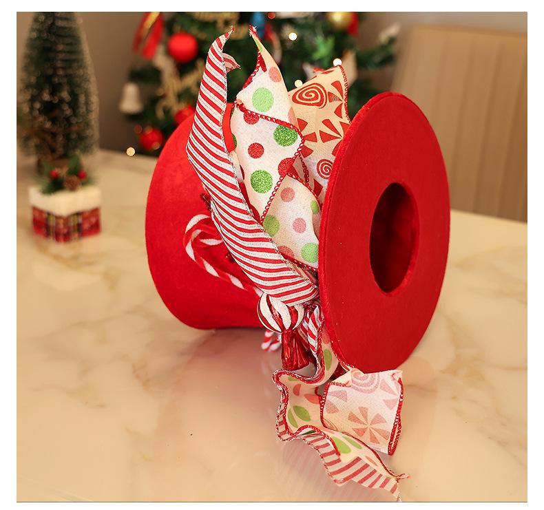 Cross-border Christmas Tree Topper: Star Hat with Bow and Retractable Spring