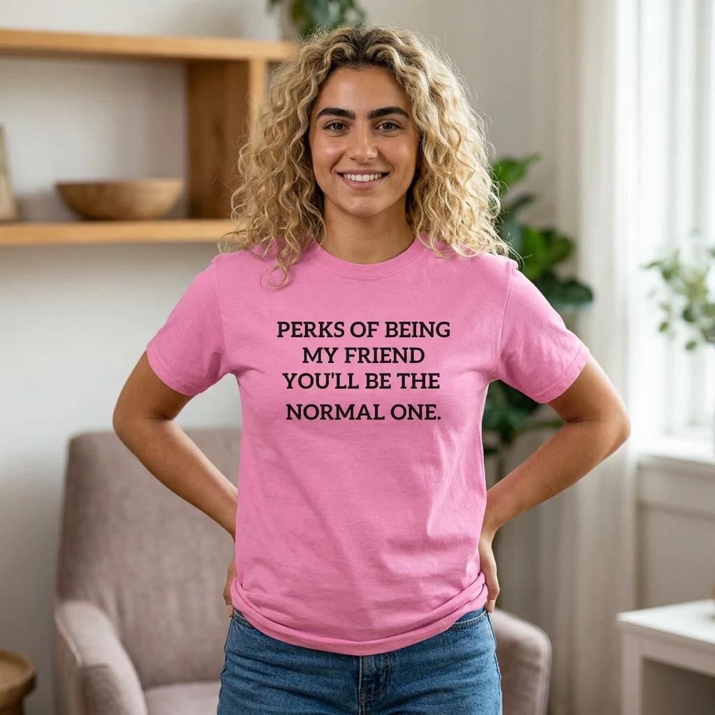 Perks of Being My Friend Funny Quote Tee | Sarcastic Friendship Shirt XL