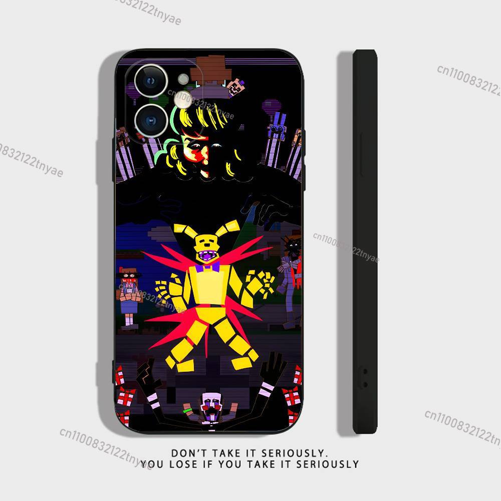 Five-Nights-At-Freddys F-Fnaf Průhledný silikonový kryt pro iPhone 17,16,15,14,13,12,11Pro,Max,Mini,XS,X,8,Plus Nárazuvzdorný černý kryt