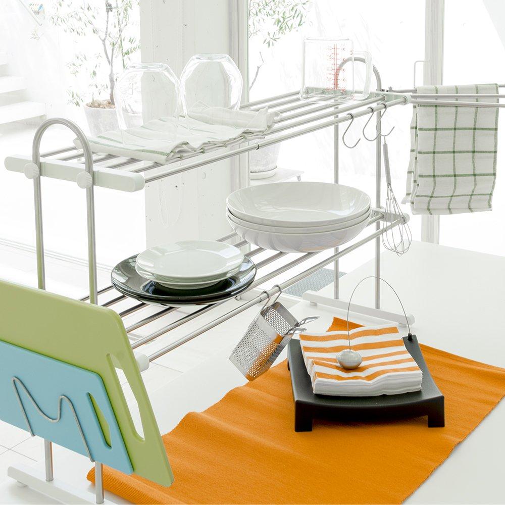 Takubo Industries Extendable Shelf, 2 Tiers, Width 52-91cm, Value Set PP2-90LK