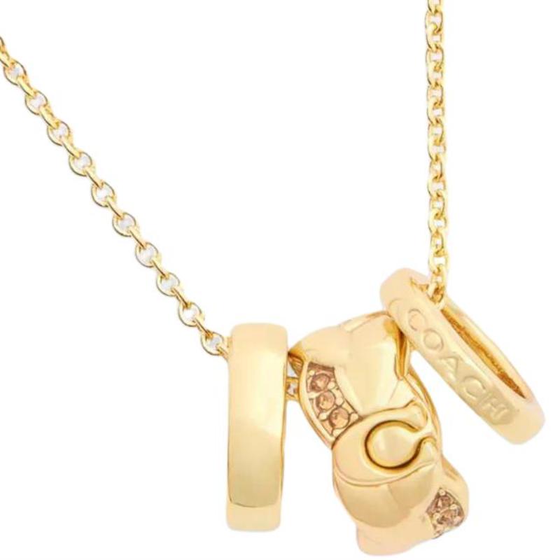 Coach Brand Logo Necklace Women's Gold