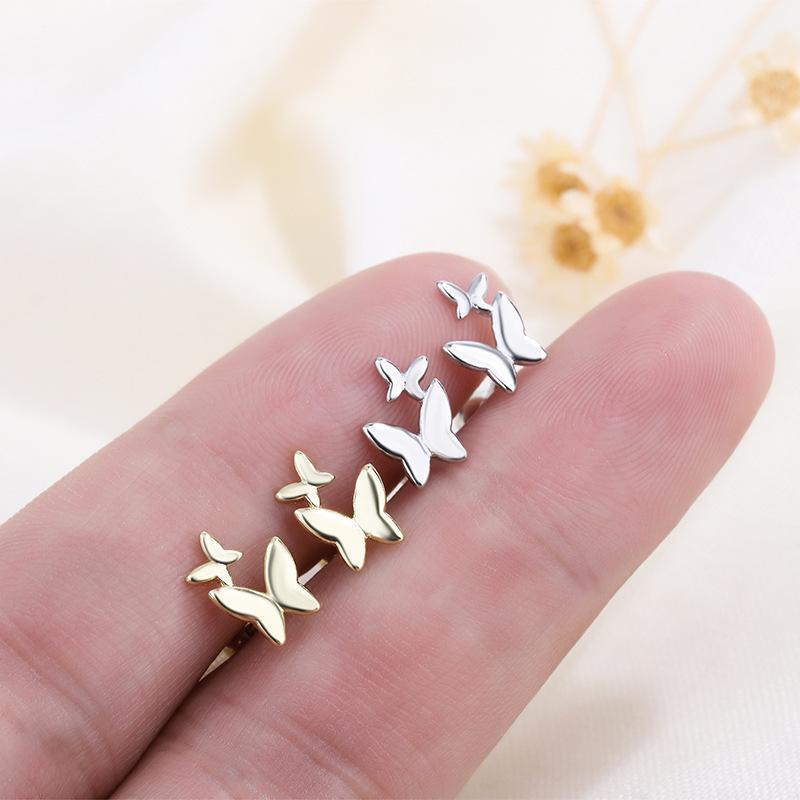 S925 Silver Butterfly Stud Earrings For Women Screw Back Unique Cartilage Piercing Elegant Trendy Jewelry