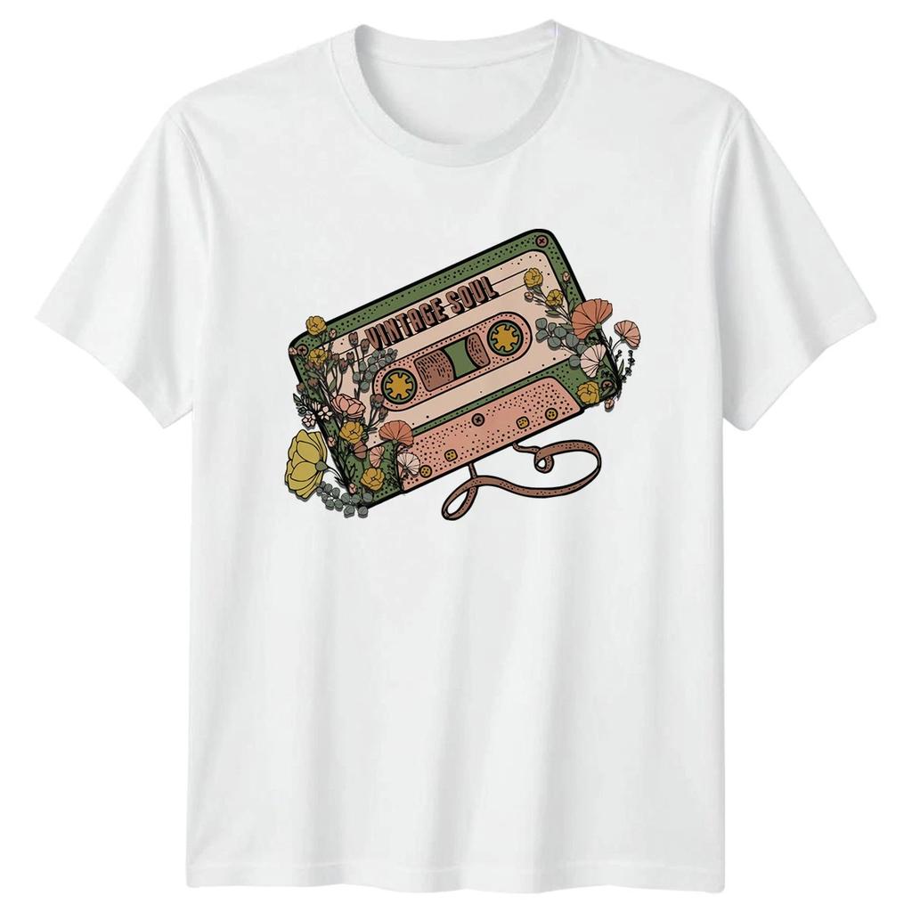 Vintage Soul Womens T-Shirt Floral Cassette Retro Music Birthday Gift For Her