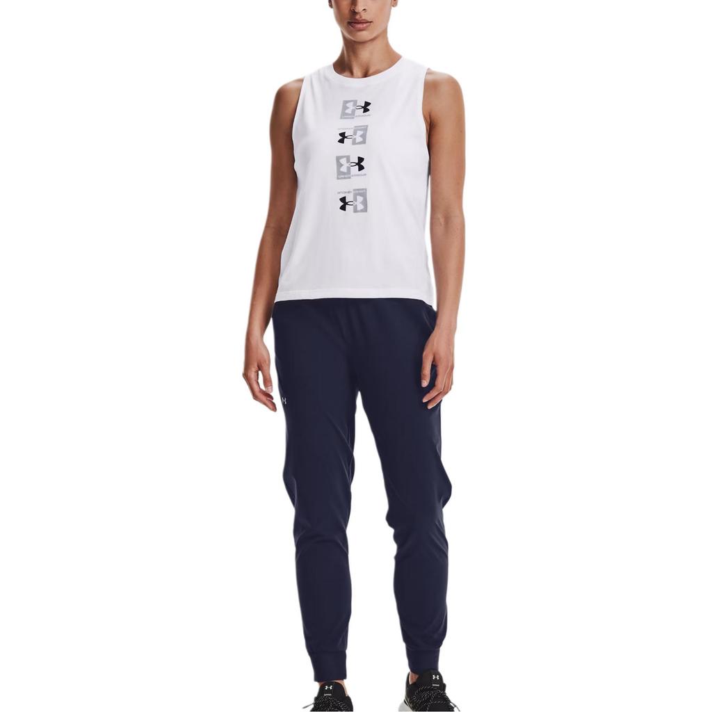 Under Armour Einfarbige Kordelzug-Hose mit Bündchen für Damen, lässig, marineblau 1348447-410