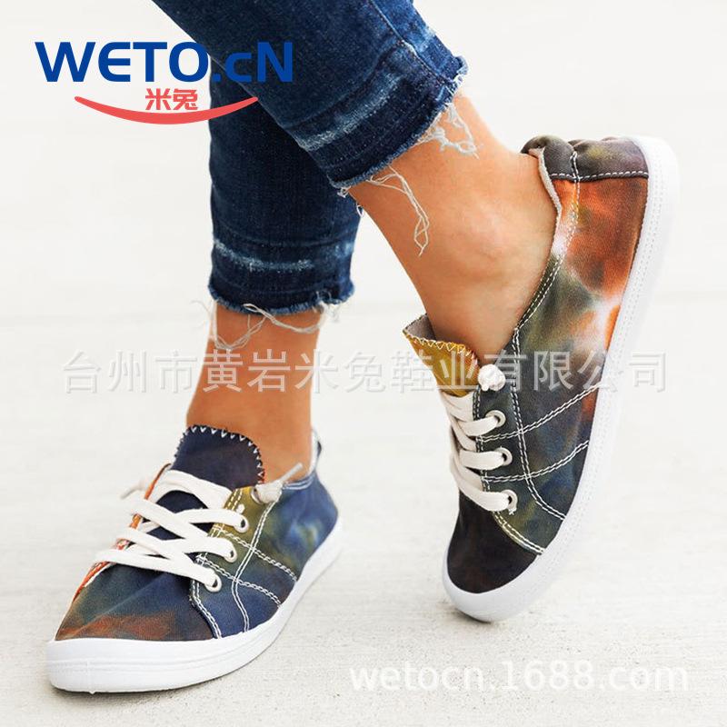 

Модная и удобная парусиновая обувь на плоской подошве большого размера, повседневная парусиновая обувь, женская обувь для спорта с эффектом тай-дай 43 чёрный