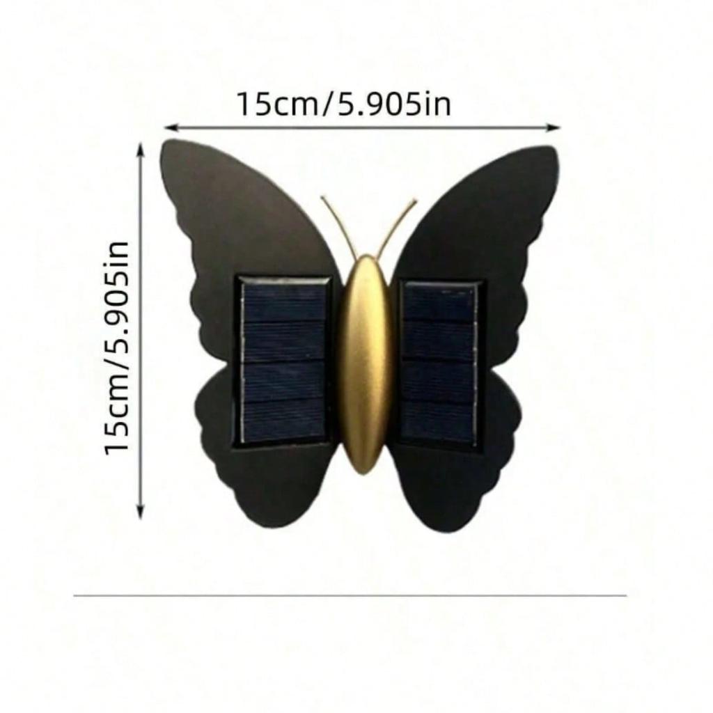 LED Solar Butterfly Wall Night Light Outdoor Waterproof for Garden Courtyard Fence Stairs Pathway Balcony Courtyard Decoration