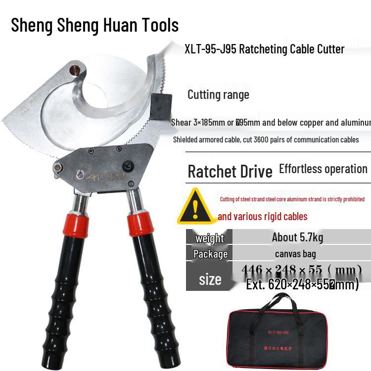 Steel Ratchet Cable Cutter Pliers for Copper, Aluminum, and Strand Cables (Models J40, J52, J75, J95, J130)