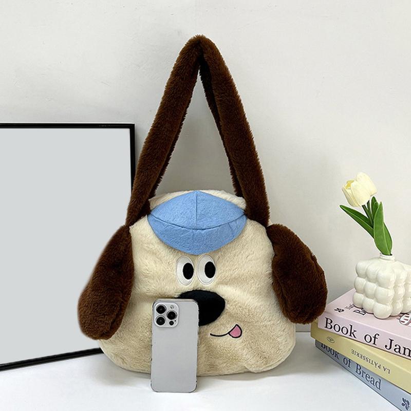 Cartoon  Headmaster Dog Handheld Underarm Bag Portable One-Shoulder Dual-Purpose Sweet Large-Capacity Plush Crossbody Bag