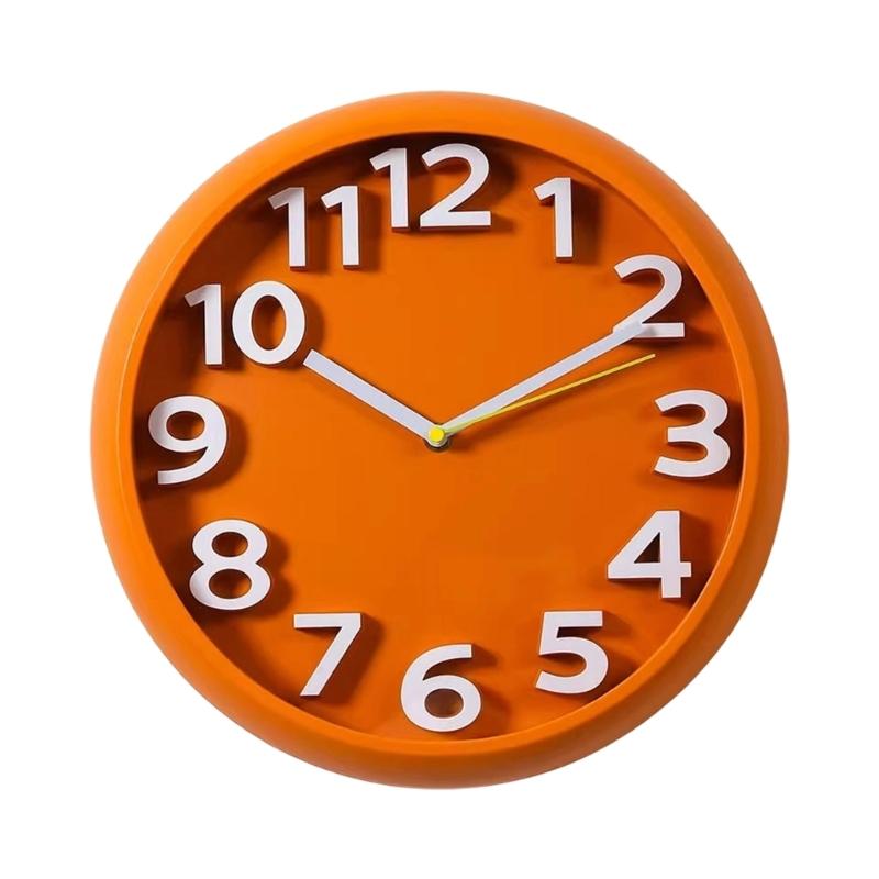 

Modern 3D Numerals Wall Clock Quiet Movement Minimalists Design Battery Operated For Living Room Bedroom Office Decors оранжевый