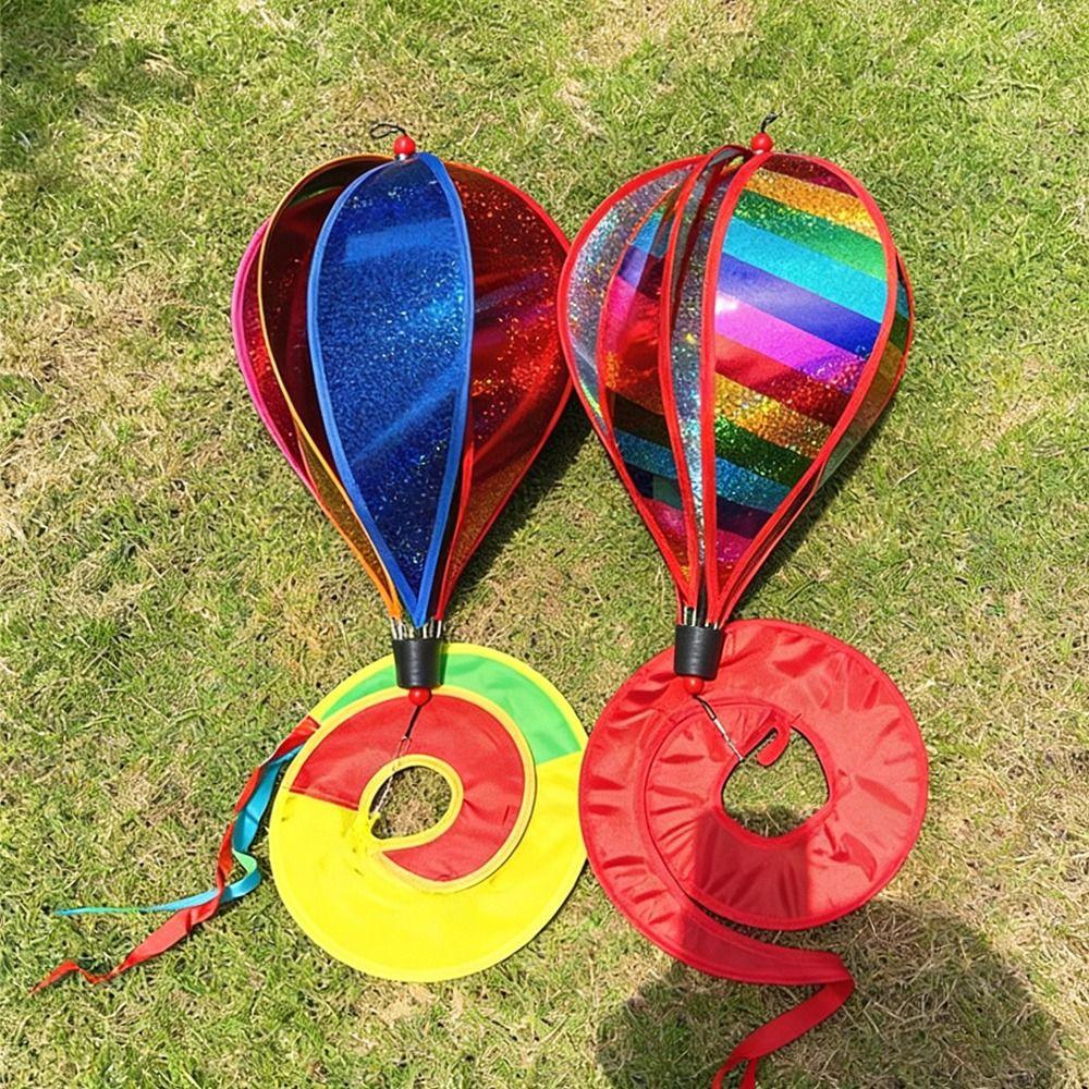 Giant Size Hot Air Balloon Rainbow Colors Color-changing Film Rainbow Decoration Striped Tie Dye Plastic Material Wind Spinner