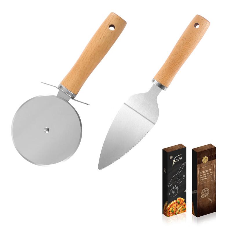 MDNG Wooden Handle Stainless Steel Pizza Tool Set