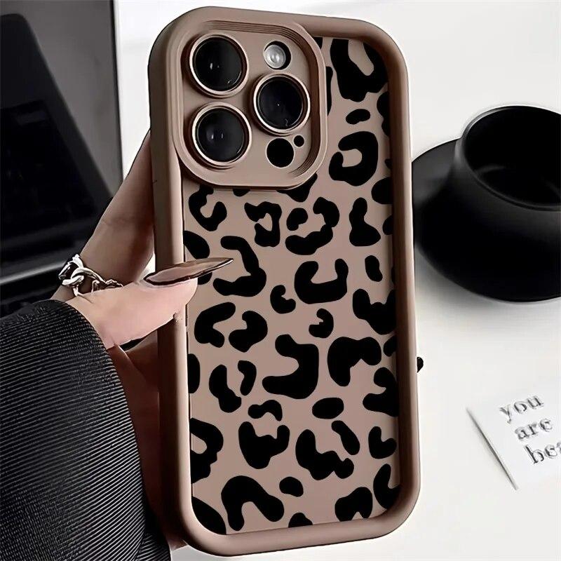 Pouzdro na telefon INS Leopard Print pro iPhone 14 Pro pouzdro iPhone 11 12 13 15 Pro Max XR XS X 7 8 Plus SE SE3 matný silikonový měkký kryt