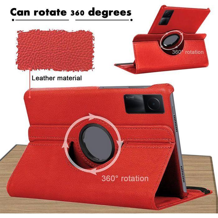 Coque de Protection - BOOLING - Xiaomi Redmi Pad SE 11" - Rotatif 360° - Similicuir Rouge - Multi-Angle