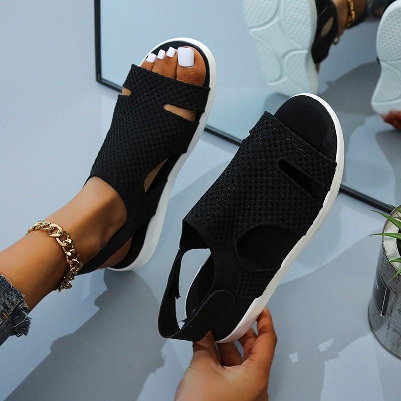 Nuovi Sandali Estivi da Donna moda Tessuto elastico volante Strass Casual Scarpe Piatte da Donna 2024 Scarpa da Spiaggia da Donna Taglia grande 36-43