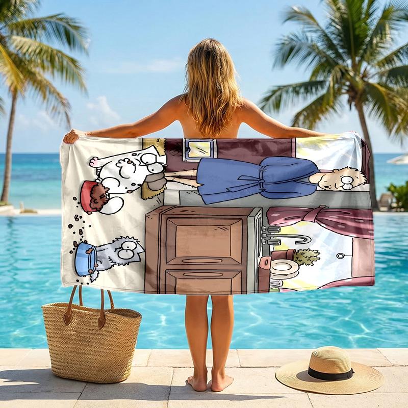 Simon'S Cat Fashion Beach Towel: Ideal for Summer Adventures Soft, absorbent and quick drying suitable for swimming and bathing