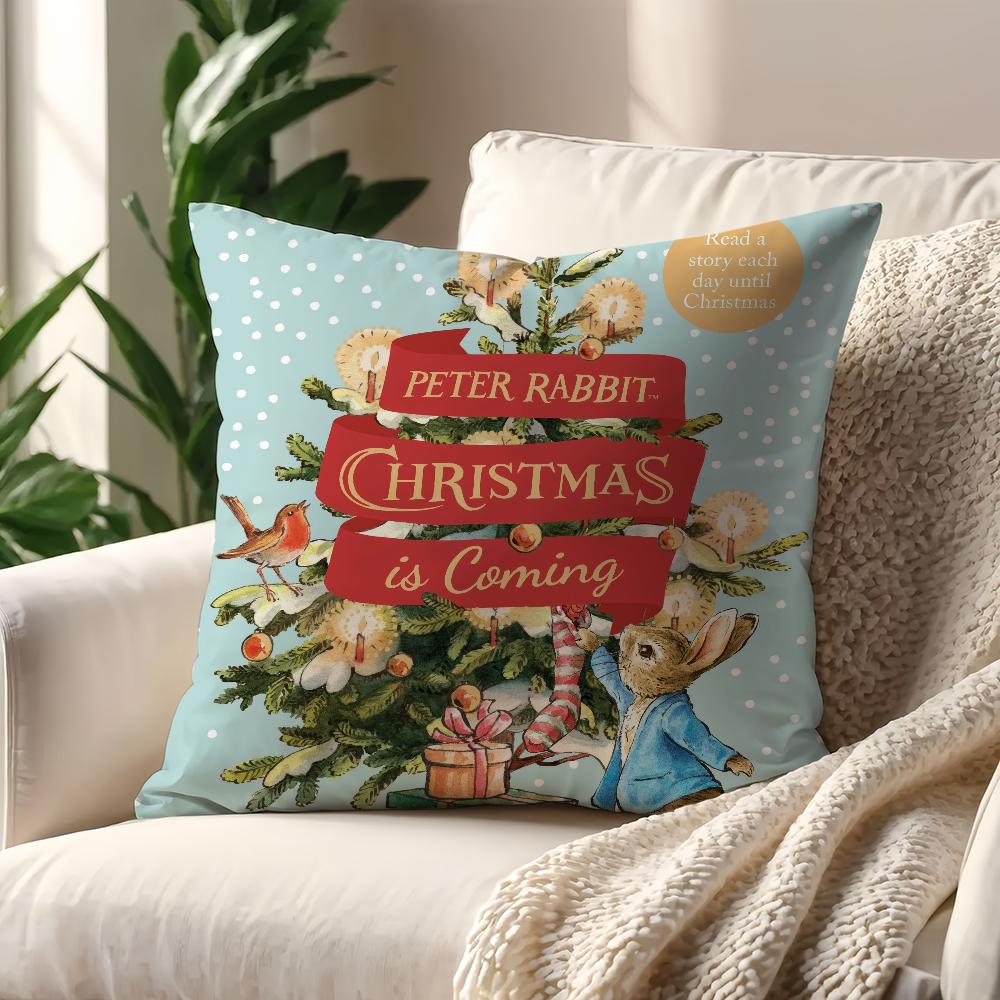Cartoon P-Peter Rabbits Christmas cushion cover Pillow Case Pillowcase Soft Skin Friendly & Comfortable with a Hidden Zipper