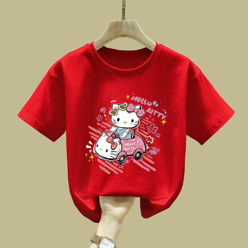 2026 Pure Cotton Girls' Short-Sleeve T-shirt - Simple Loose Summer Top for Medium and Large Children