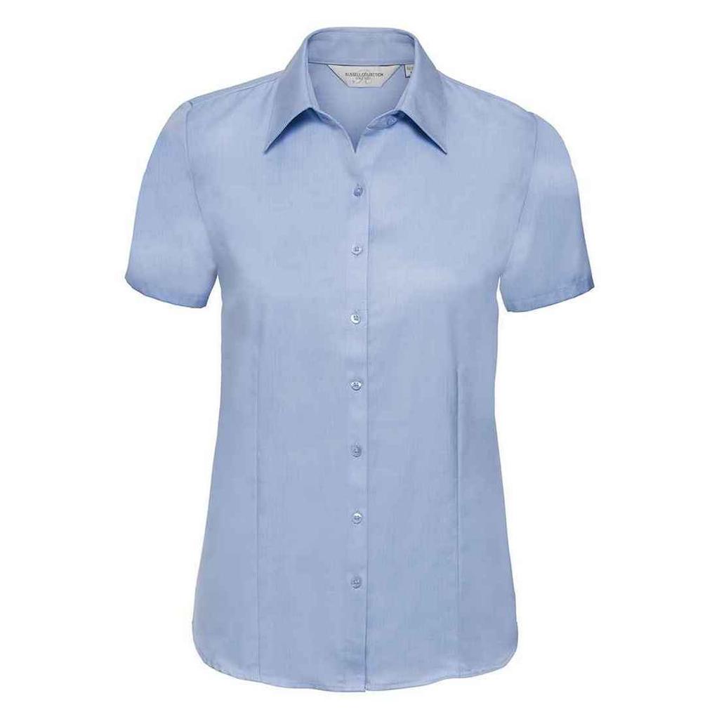 Russell Collection Womens/Ladies Herringbone Tailored Short-Sleeved Shirt
