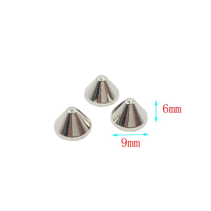 100pcs 9x6mm Flat Cone Zinc Alloy Spike Screw Back Studs Punk Spike Leathercraft Rivet Pet Collars Bracelet Shoes Making