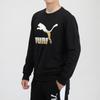 Puma Classics Casual Print Crew Neck Sweatshirt Men Sweatshirts Black Gold 599296-51