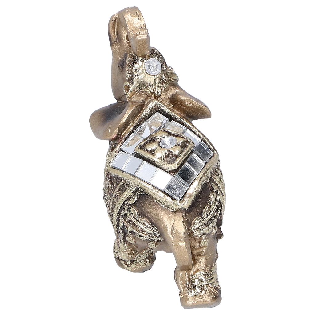 Elephant Statue Figurine Feng Shui Resin Animal Ornament Art Crafts Desktop DecorationGold S