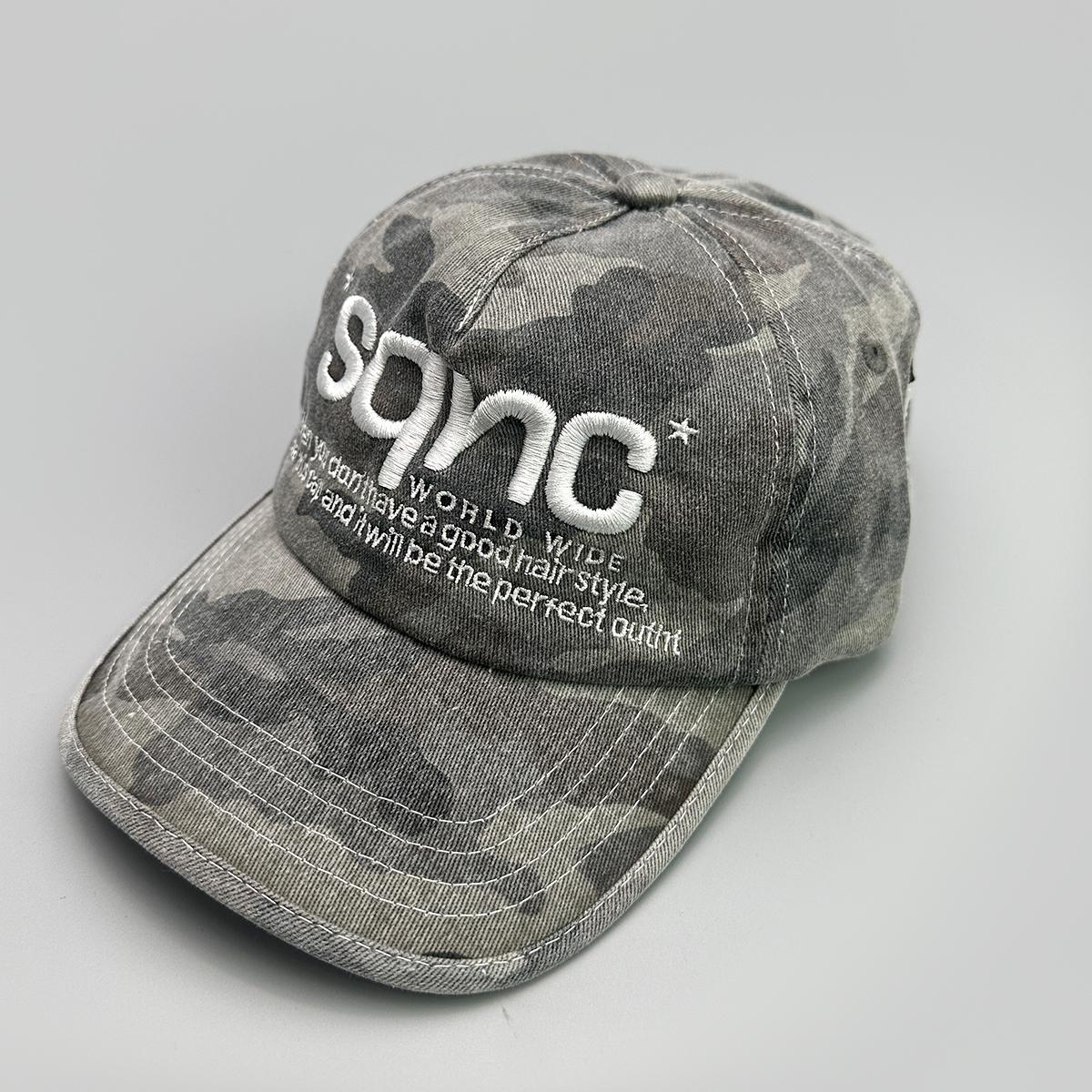 Amerikanischer Stil Camouflage Buchstabenstickerei Baseballkappen Neu Unisex Atmungsaktiv Hip Hop Sonnenschutz Vielseitig Nischenmode Schirmmützen 52-60cm gray