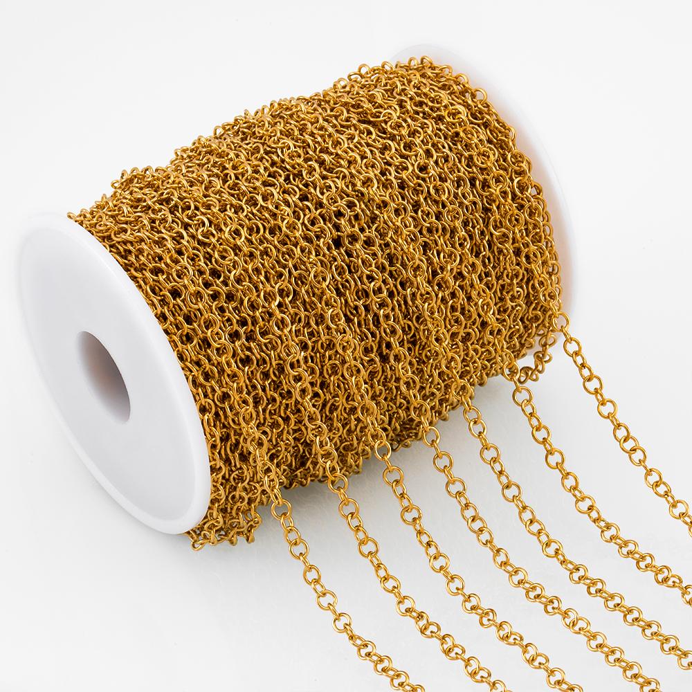 1Meter Stainless Steel Gold Plated 2mm Thin Chain Crossing Oval Necklaces Chain DIY Handmade Bracelets Material Jewelry Findings