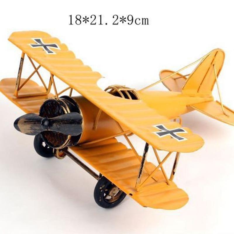 Vintage Metal Airplane Model Retro Iron Aircraft Ornament Nordic Creative Crafts Desktop Decoration Household Decoration Collectible Present