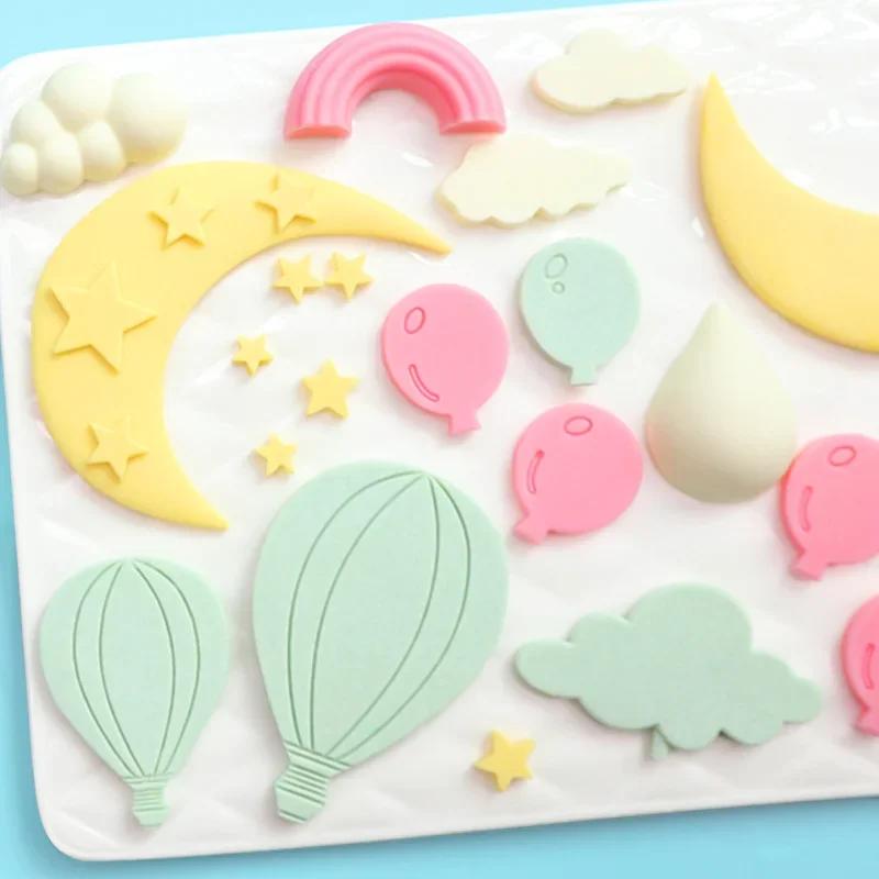 Cloud Star Moon Rainbow Silicone Fondant Mold Hot Air Balloon Chocolate Gumpaste Cake Molds 3D Cloud Mould Cake Decorating Tools