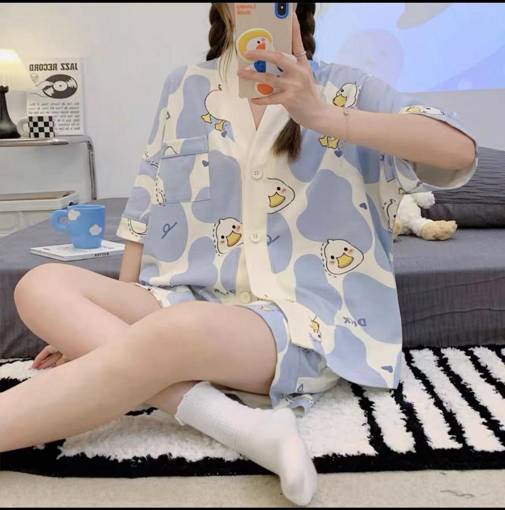 Cardigan Short Sleeve Shorts Pajama Set Girls Summer Kimono Sweet Cute Panda Can Wear Loungewear