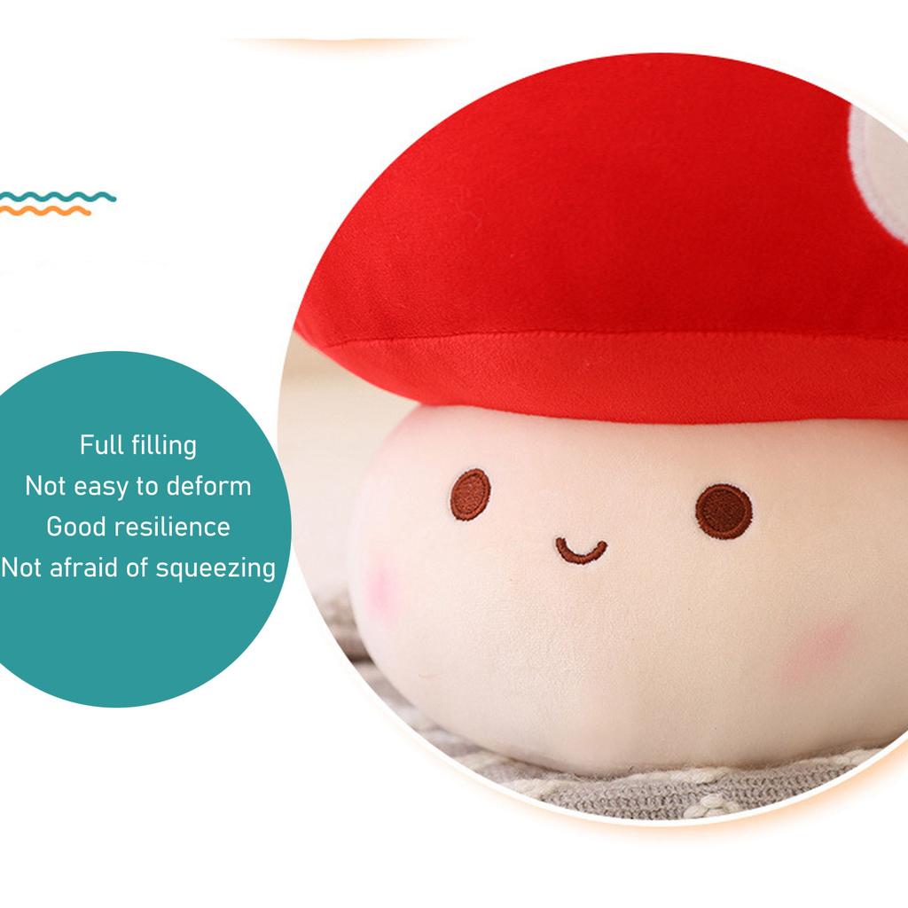 23cm Mushroom Plush Stuffed Toy Comfortable Soft Cute Mushroom Doll Pillow for Car Home Office Decoration