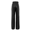 Nuovi Pantaloni da Donna in Ecopelle PU, Vita Media, Effetto Solleva Glutei, Gamba Dritta, per la Moda Autunnale, Pantaloni Lunghi Casual in Finta Pelle per l'Uso Quotidiano