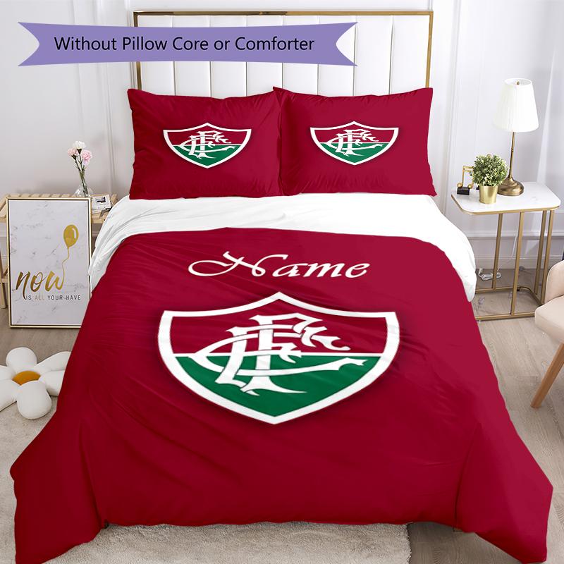 3pcs Custom Name Fluminense FC Bedding Set Duvet Cover Closure Includes 1 Duvet Cover & 2 Pillowcases, Soft and Comfortable for All Seasons.