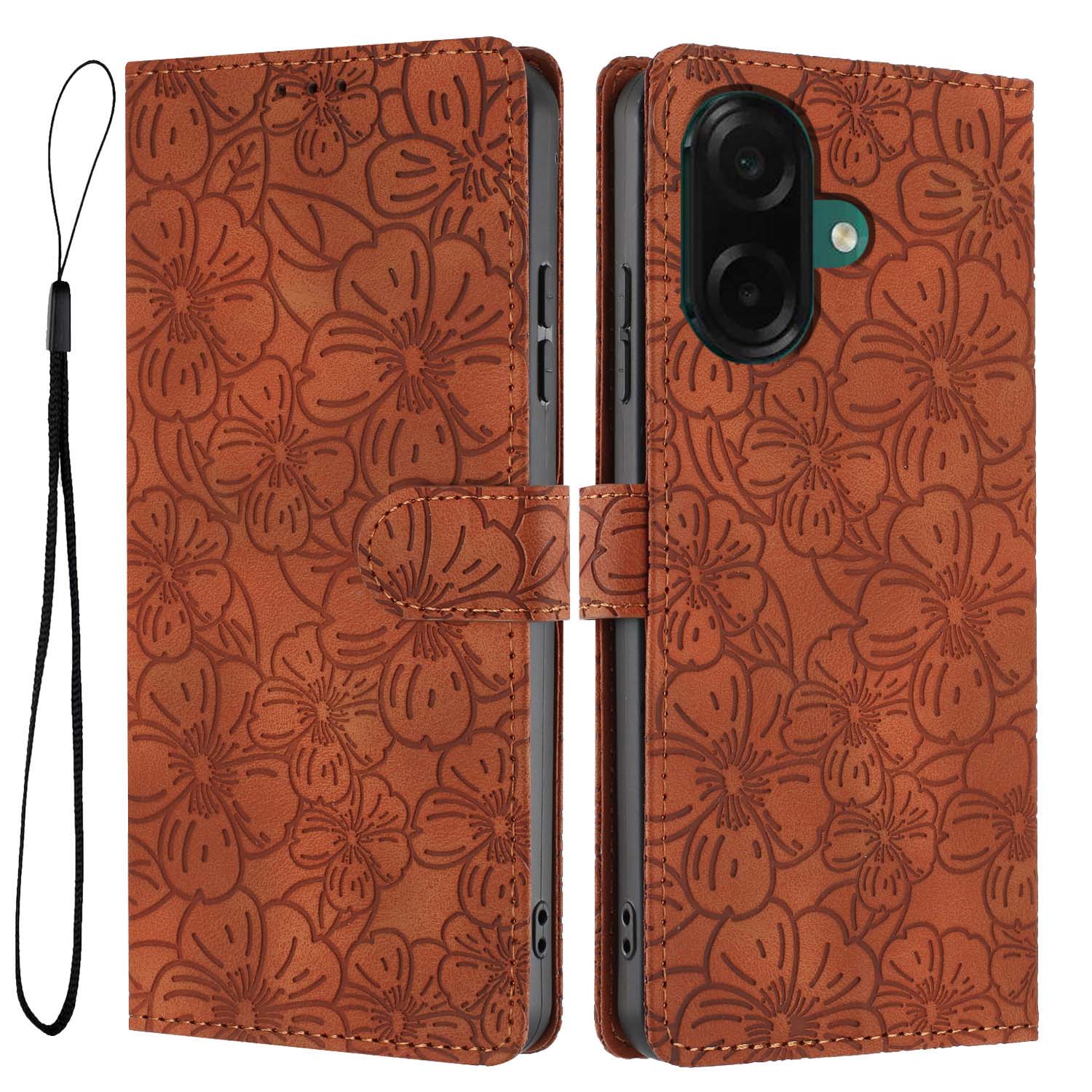 

For Samsung Galaxy A05 4G Flip Case Cherry Blossom Pattern Leather Wallet Stand Phone Cover with Wrist Strap