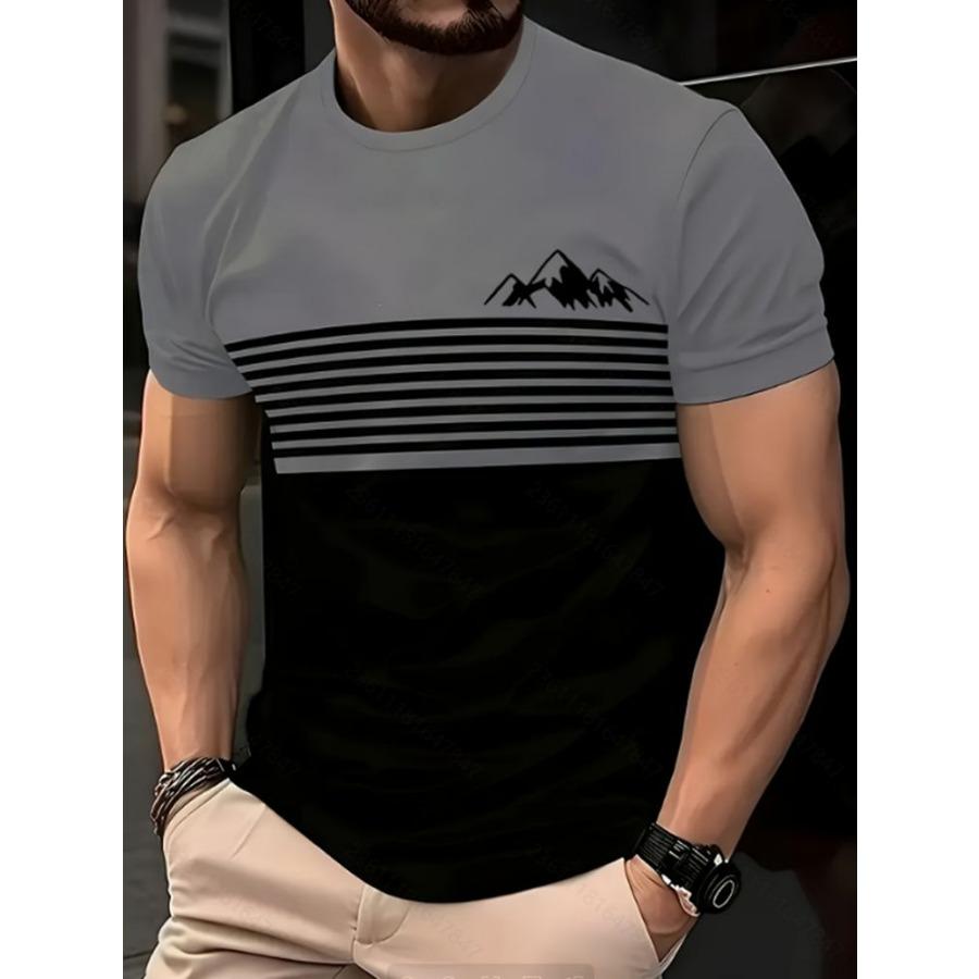 New Fashion Casual Contrasting Color 3D Digital Printing Men s Crew Neck Short Sleeve T-Shirt S