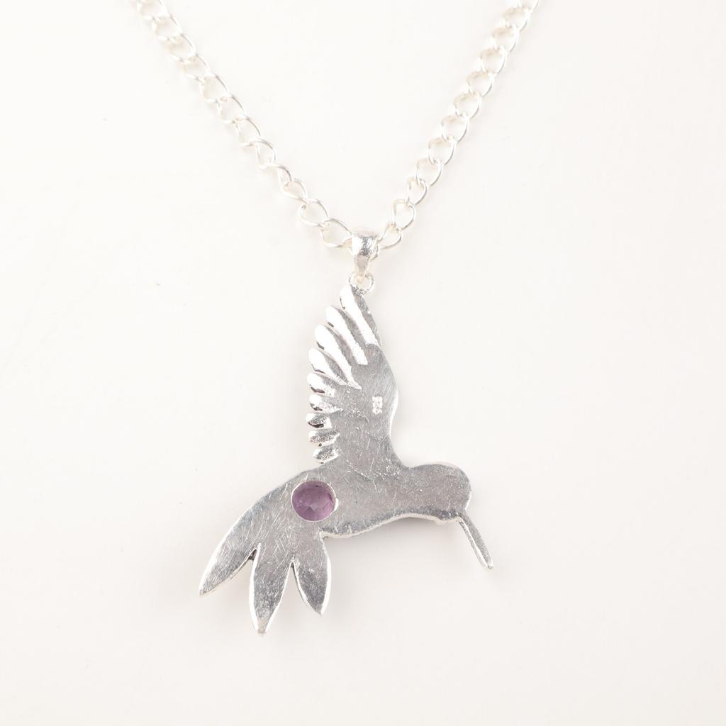 Amethyst Gemstone 925 Sterling Silver Jewelry  Bohemian Pendant1.8" Gift For Her CP-20-3