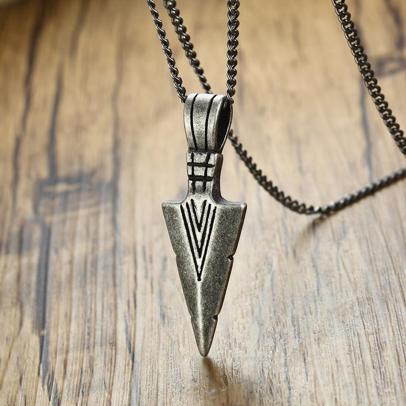 Heren Ketting, Pijlpunten Kunai Hanger, Roestvrij Staal Primitieve Stammen Speer Kettingen, Mannen Kunai Etnische Viking Ketting