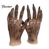 Haunted House Costume Decorations 1 Pair Halloween Gloves for Adults Kids, Horror Zombie Hands Detailed Decayed Skin Texture Props Gloves, Latex Scary